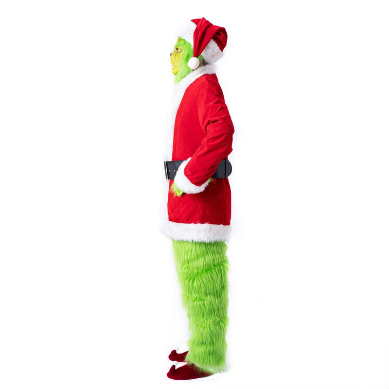 Christmas Green Fur Monster Santa Claus Cosplay Costume Santa Suit Women Clothes New Year Funny Xmas Outfit New Year Party Set