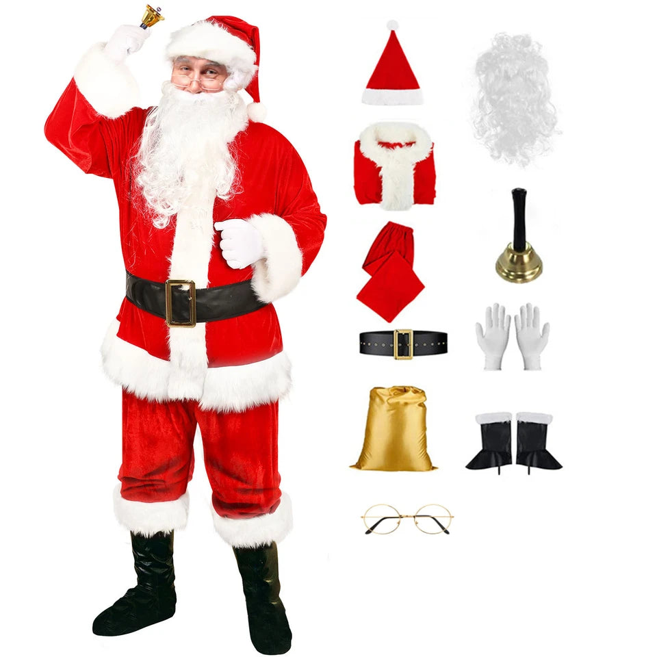 Christmas Green Fur Monster Santa Claus Cosplay Costume Santa Suit Women Clothes New Year Funny Xmas Outfit New Year Party Set