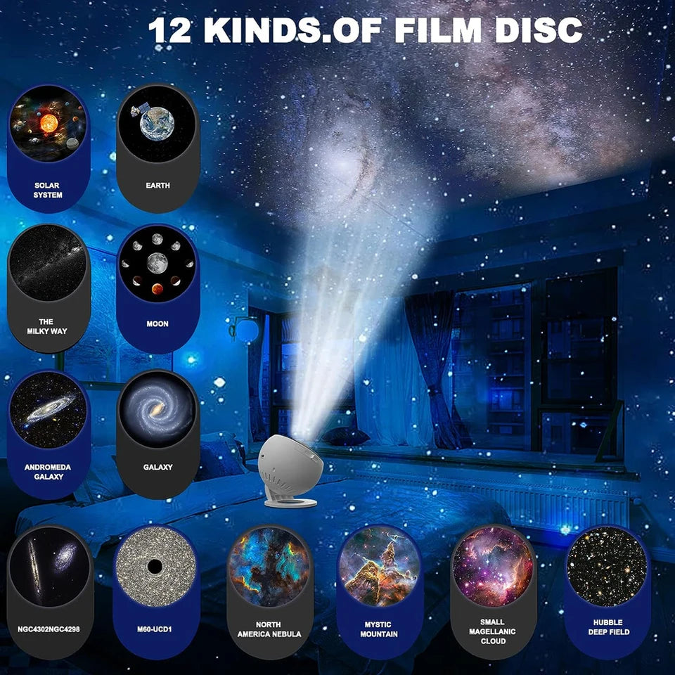 Star Projector Galaxy Light 12 in 1 Planetarium 360° Rotating Aurora Night Light Lamp for Bedroom Starry Sky Kids Adult Gift