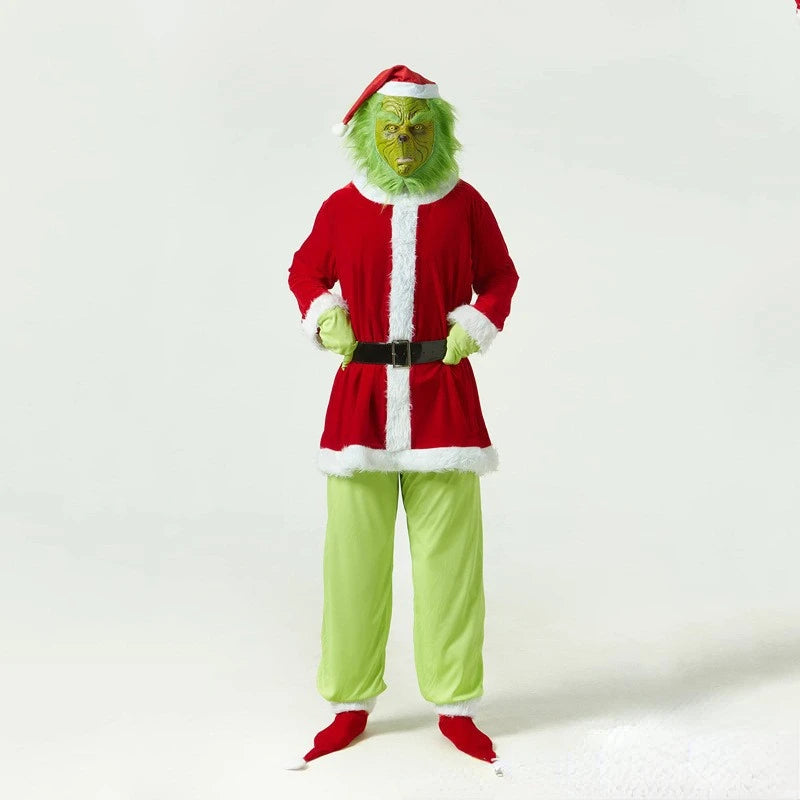 Christmas Green Fur Monster Santa Claus Cosplay Costume Santa Suit Women Clothes New Year Funny Xmas Outfit New Year Party Set